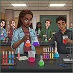 Students carrying out pH testing in the lab.